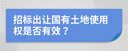 招标出让国有土地使用权是否有效？