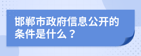 邯郸市政府信息公开的条件是什么？