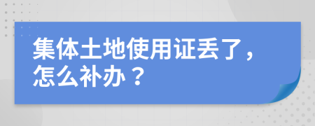 集体土地使用证丢了，怎么补办？