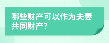 哪些财产可以作为夫妻共同财产?