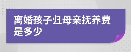 离婚孩子归母亲抚养费是多少