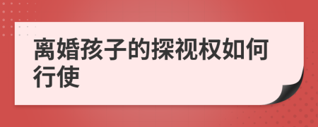 离婚孩子的探视权如何行使