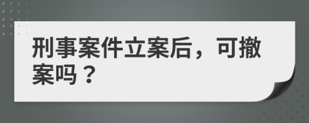 刑事案件立案后，可撤案吗？