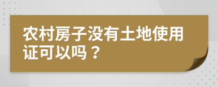 农村房子没有土地使用证可以吗？