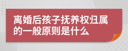 离婚后孩子抚养权归属的一般原则是什么