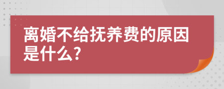 离婚不给抚养费的原因是什么?