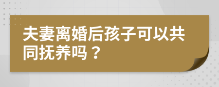 夫妻离婚后孩子可以共同抚养吗？