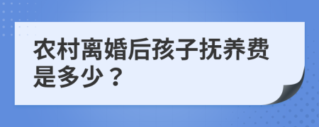 农村离婚后孩子抚养费是多少？