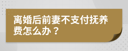 离婚后前妻不支付抚养费怎么办？