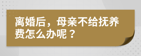 离婚后，母亲不给抚养费怎么办呢？