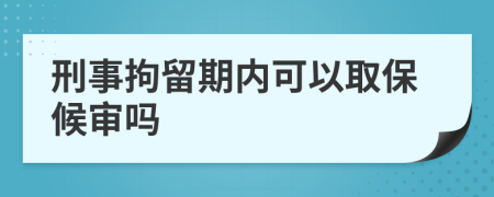 刑事拘留期内可以取保候审吗