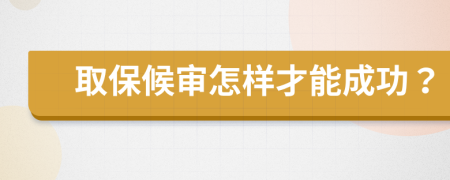 取保候审怎样才能成功？