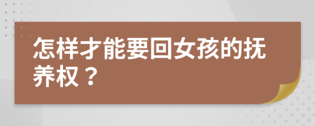怎样才能要回女孩的抚养权？