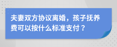 夫妻双方协议离婚，孩子抚养费可以按什么标准支付？