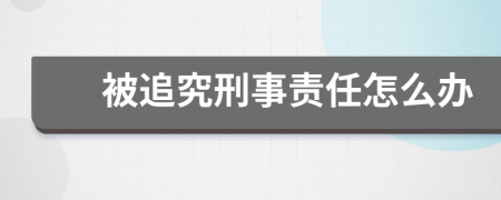 被追究刑事责任怎么办