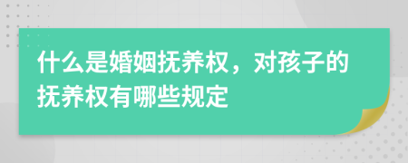 什么是婚姻抚养权，对孩子的抚养权有哪些规定