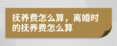 抚养费怎么算，离婚时的抚养费怎么算