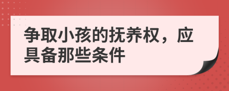 争取小孩的抚养权，应具备那些条件