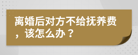 离婚后对方不给抚养费，该怎么办？