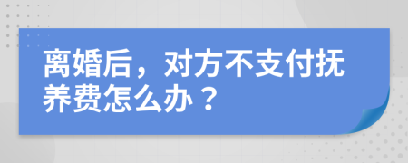 离婚后，对方不支付抚养费怎么办？