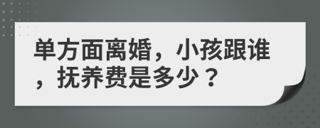 单方面离婚，小孩跟谁，抚养费是多少？