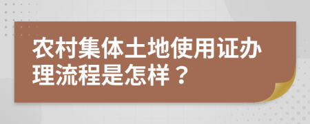 农村集体土地使用证办理流程是怎样？