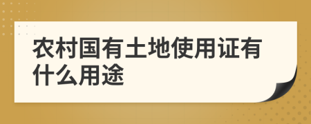 农村国有土地使用证有什么用途