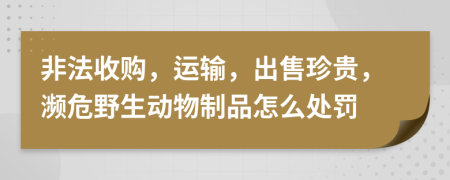 非法收购，运输，出售珍贵，濒危野生动物制品怎么处罚