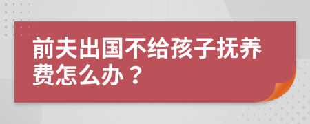 前夫出国不给孩子抚养费怎么办？