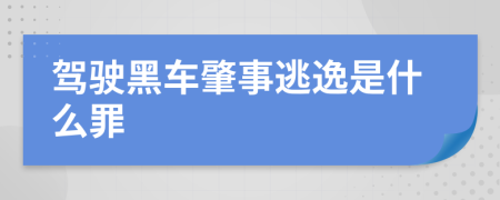 驾驶黑车肇事逃逸是什么罪