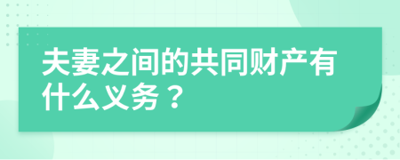 夫妻之间的共同财产有什么义务？