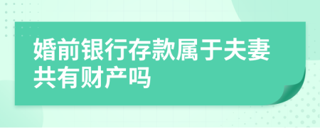 婚前银行存款属于夫妻共有财产吗