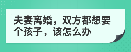 夫妻离婚，双方都想要个孩子，该怎么办