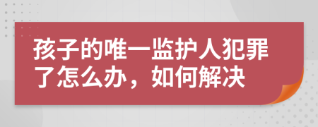 孩子的唯一监护人犯罪了怎么办，如何解决