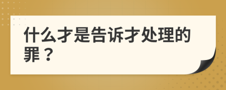 什么才是告诉才处理的罪？