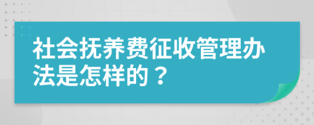 社会抚养费征收管理办法是怎样的？