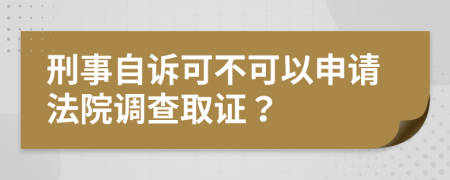 刑事自诉可不可以申请法院调查取证？