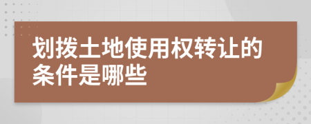 划拨土地使用权转让的条件是哪些