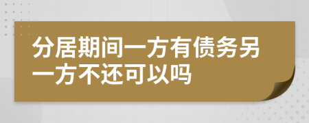 分居期间一方有债务另一方不还可以吗