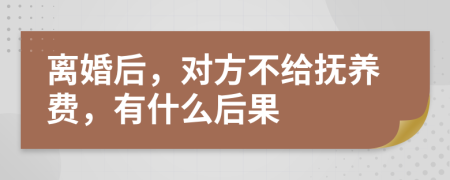 离婚后，对方不给抚养费，有什么后果