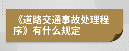 《道路交通事故处理程序》有什么规定