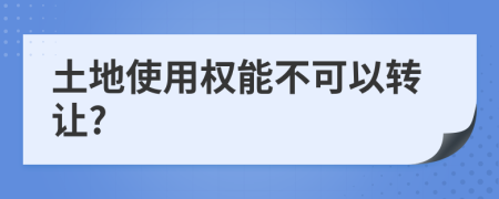 土地使用权能不可以转让?