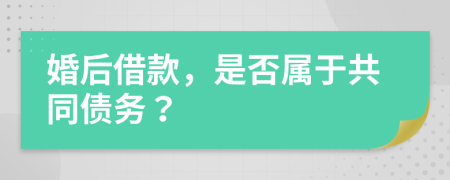 婚后借款，是否属于共同债务？