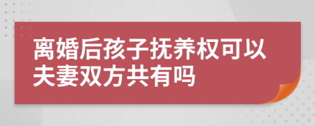 离婚后孩子抚养权可以夫妻双方共有吗
