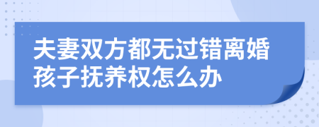 夫妻双方都无过错离婚孩子抚养权怎么办