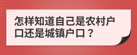 怎样知道自己是农村户口还是城镇户口？