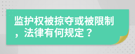 监护权被掠夺或被限制，法律有何规定？