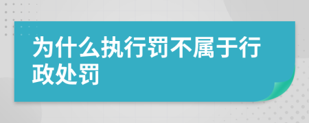 为什么执行罚不属于行政处罚