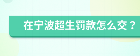 在宁波超生罚款怎么交？