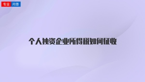 个人独资企业所得税如何征收